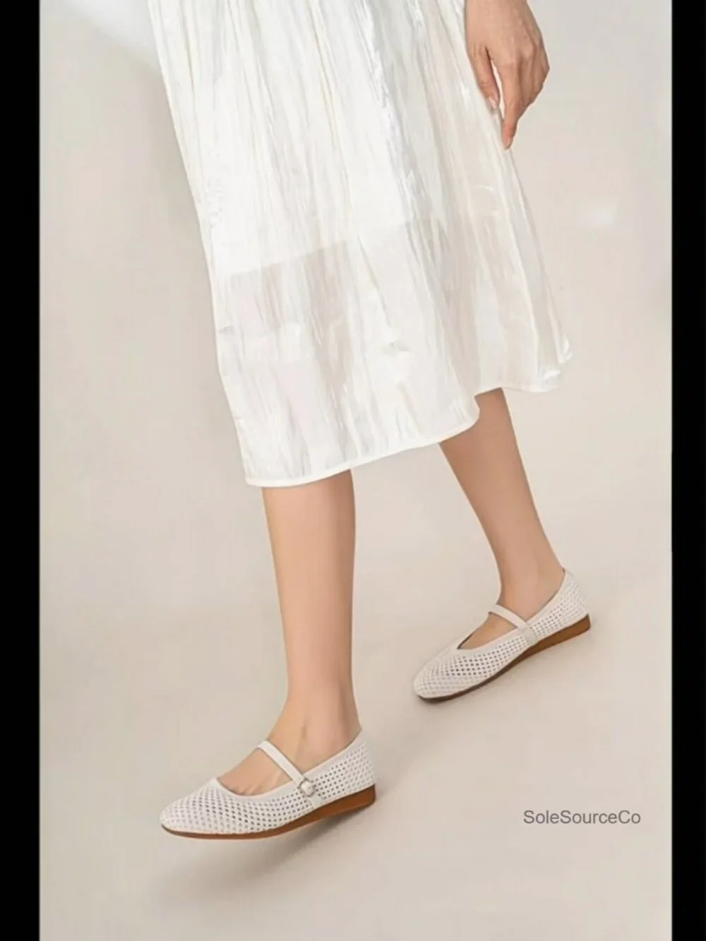 Breathable Mesh Mary Jane Flats Square Toe Arch Support